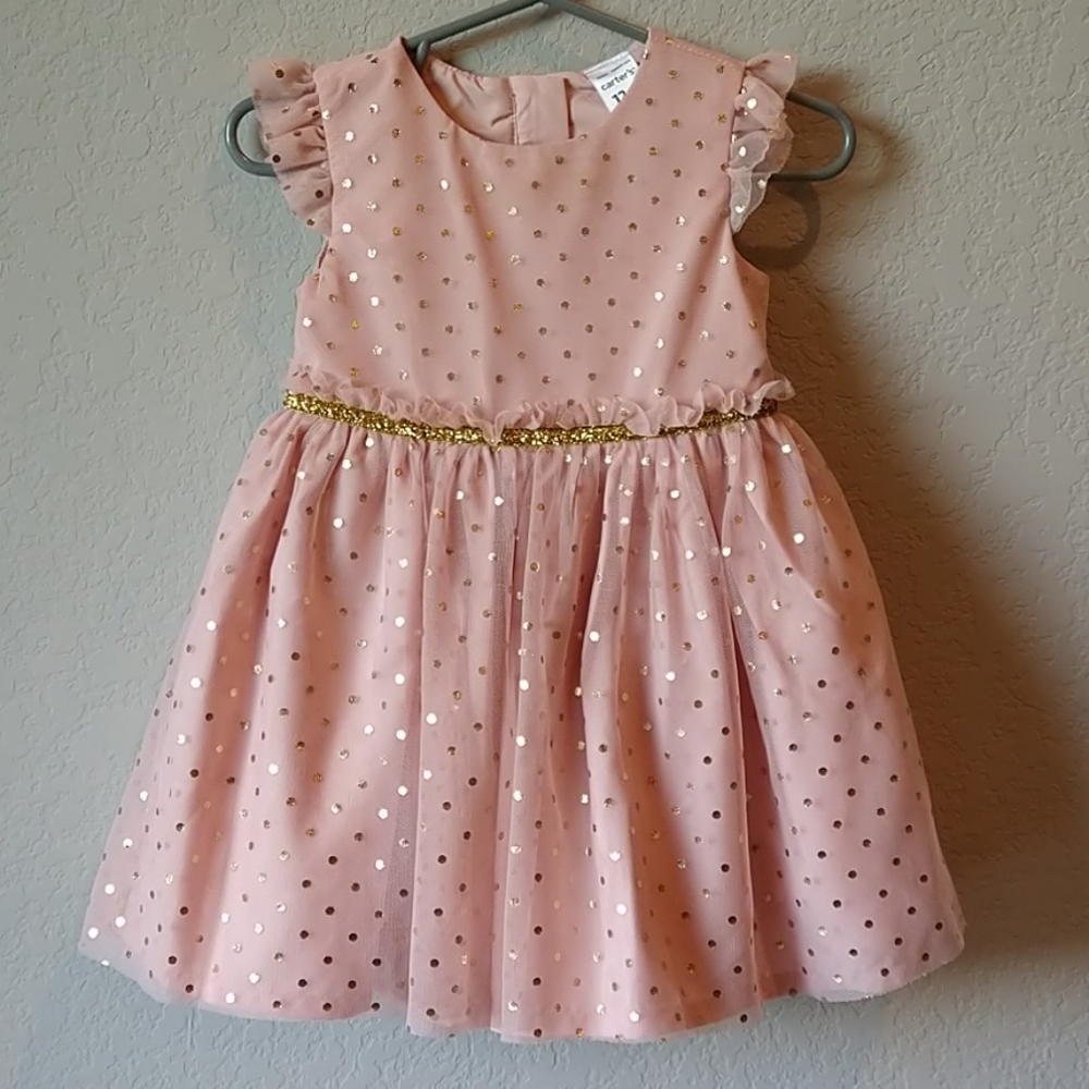 Carter's 12M Pink & Gold Polka Dot Tulle Dress